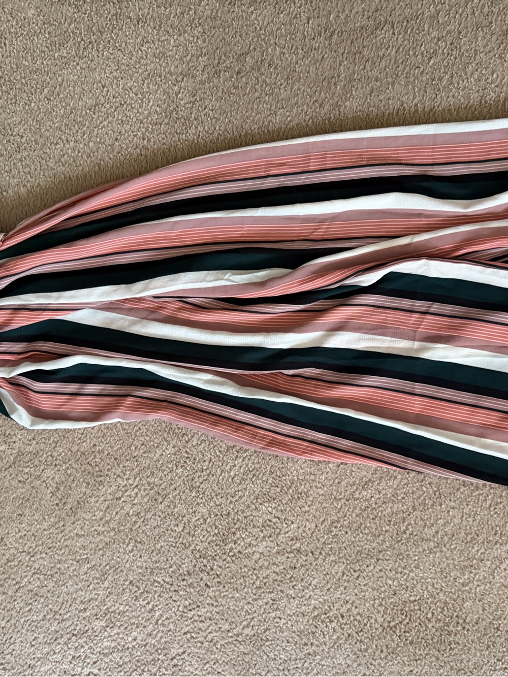 J for Justify Striped V-Neck Wide-Leg Jumpsuit in Pink, Black & White - Picture 2 of 3